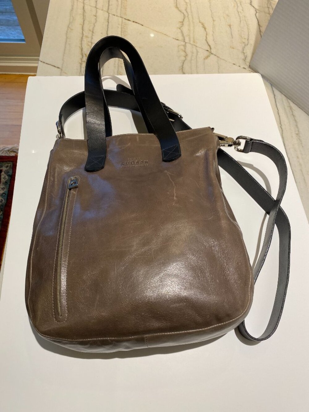 RUDSAK Gray Leather Purse|Tote| Convertible Shoulder/Crossbody | Minimalist Chic